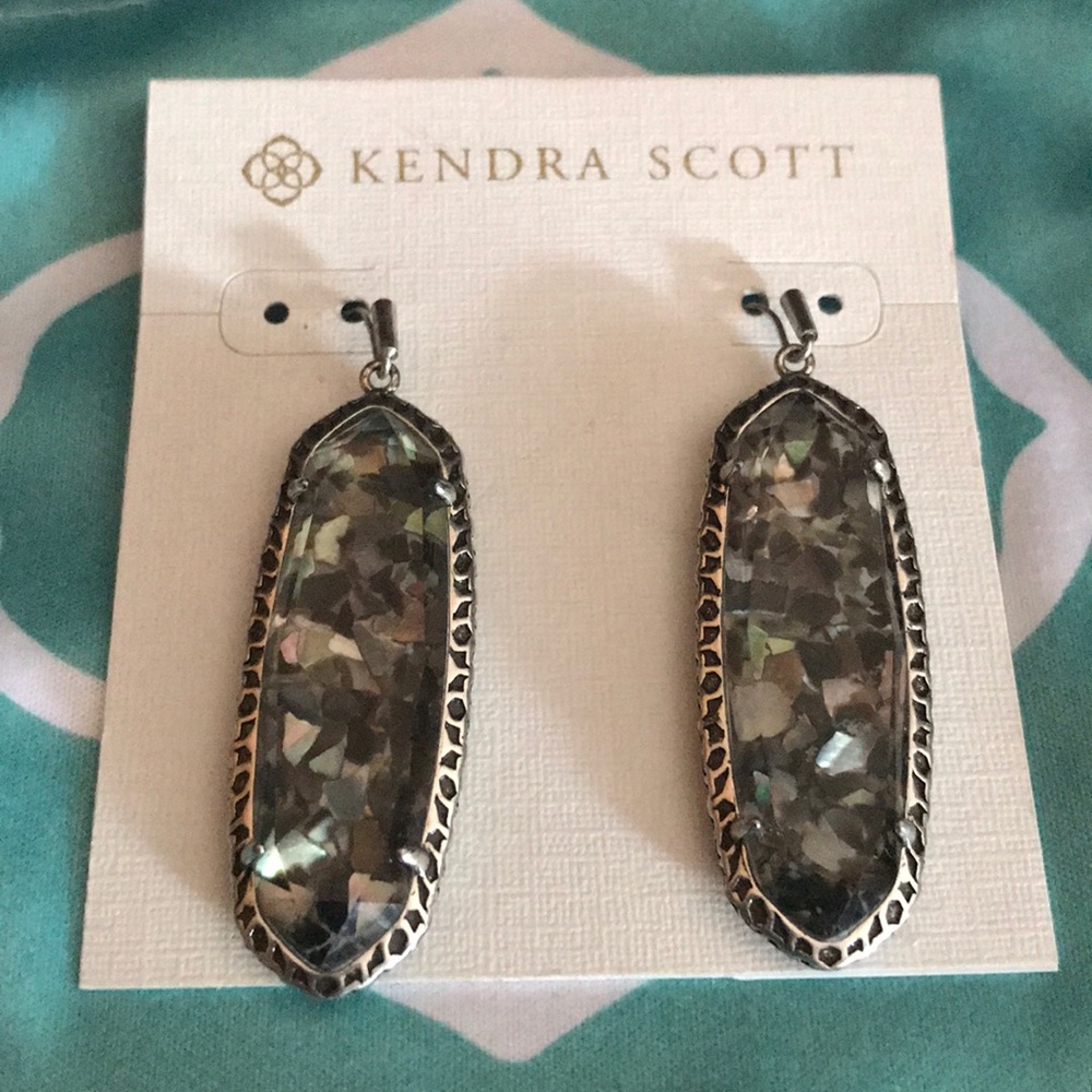 Kendra Scott Earrings lauren crushed black mop new - Picture 3 of 4